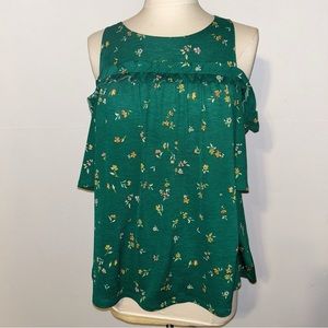 Kelly Green Floral Top, Lauren Conrad
